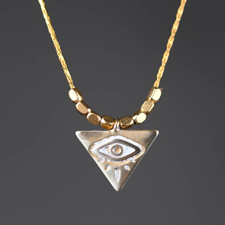 Triangle All Seeing Eye on Delicate Vintage Chain Necklace for wholesale by KBD Studio