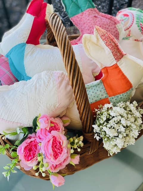 A Gnome on the Roam - Wholesale Decorative Tabletop Object - Vintage Fabric Easter Bunnies made from upcycled quilts8