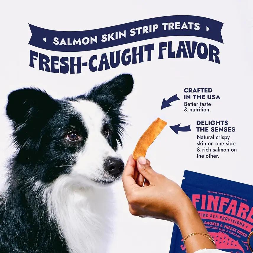 Finfare Pet Foods - Wholesale Pet Treats - Dog - Freeze-Dried Salmon Skin Strips for Dogs, 9oz6