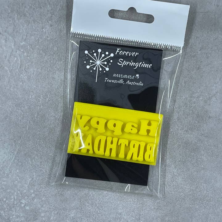 Birthday HAPPY BIRTHDAY 'B' Embosser Stamp for Fondant / Polymer Clay / Clay / Plasticine for wholesale by Forever Springtime