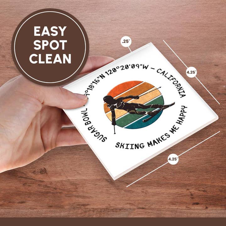 3dRose - Wholesale Coasters - 3dRose, Sugar Bowl, California. Woman skier on white. Downhill skiing sport, Coaster6