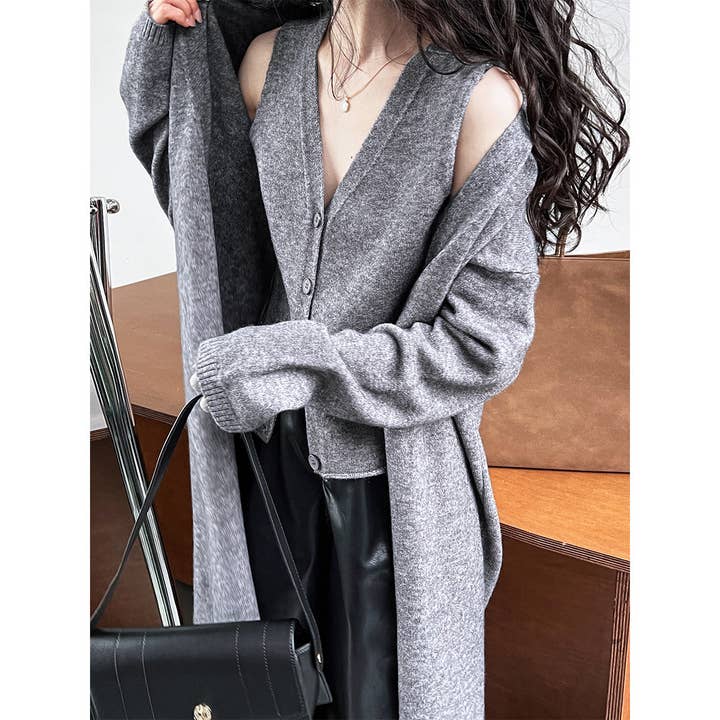 2025 NEW Luxe Knit Cardigan Vest Set Effortless Style for wholesale by Marayn