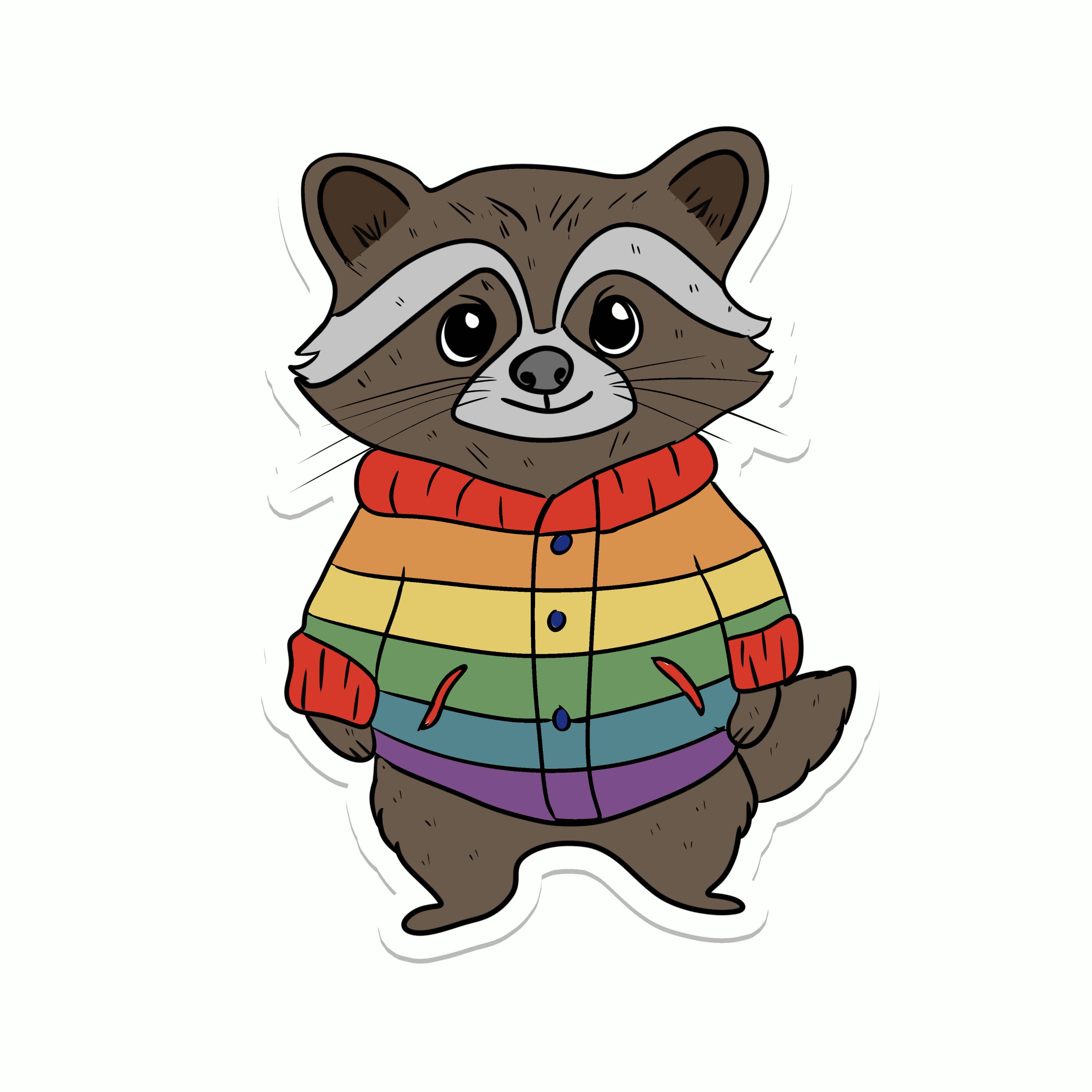 Rebel and Siren Stickers - Wholesale Sticker - Rainbow Raccoon | Animal | Pride | Waterproof Sticker | 3"