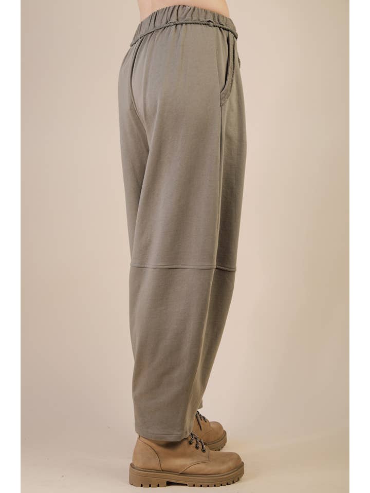 VERY J - Wholesale Pants - Women's - NP70814-Braid Waist Strip Barrel Pants7