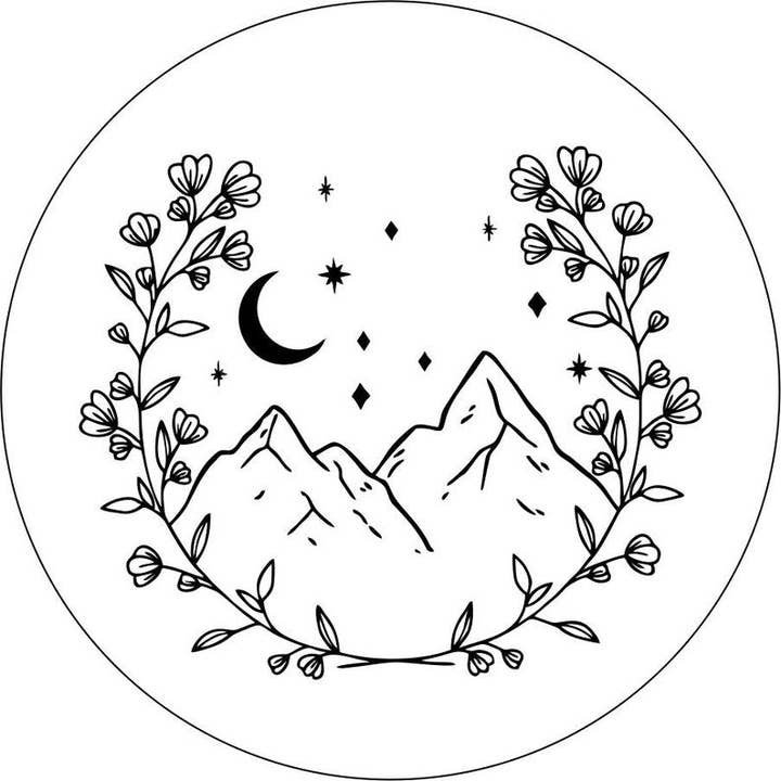 Funda blanca para neumáticos de repuesto Floral Mountains In The Stars para venta al por mayor de Dirty Acres