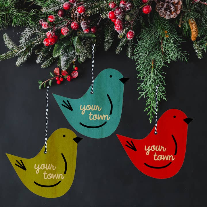Rock Scissor Paper - Wholesale Ornament - Bird Personalized City Wood Christmas Ornament, name drop