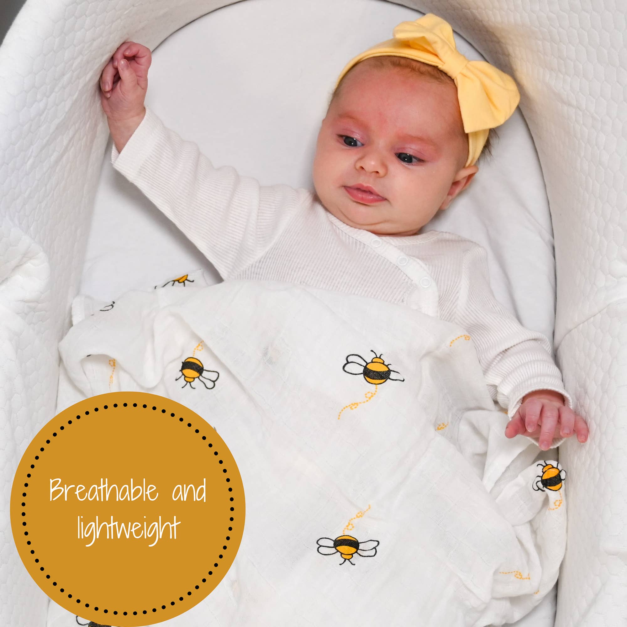 LollyBanks - Wholesale Swaddle - Baby - Bee-utiful Baby Muslin Swaddle Blanket2