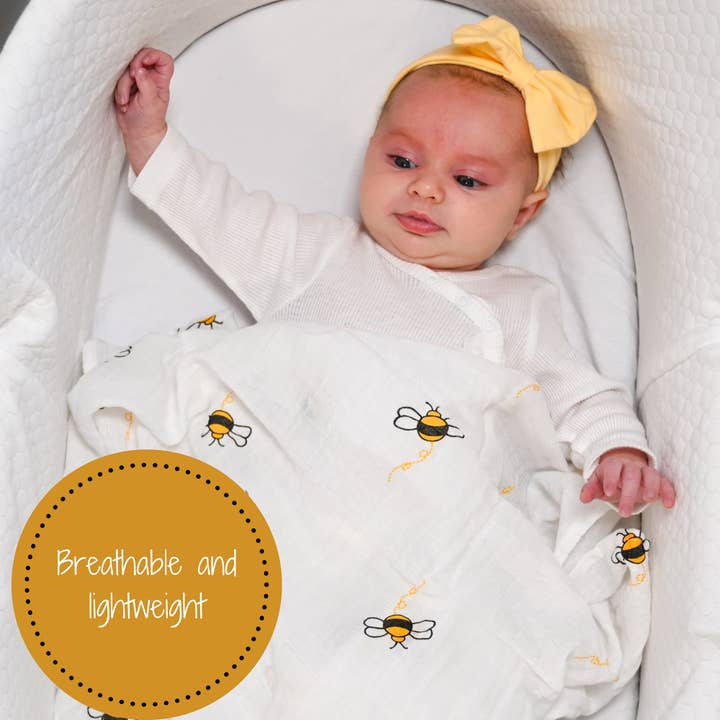 LollyBanks - Wholesale Swaddle - Baby - Bee-utiful Baby Muslin Swaddle Blanket2