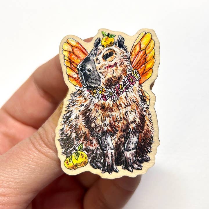 Capybara Fairy Pin for wholesale by Aquabun