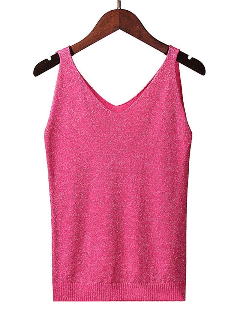 safistyle - Wholesale Camisole - Women's - Glitter V-Neck Cami Top12