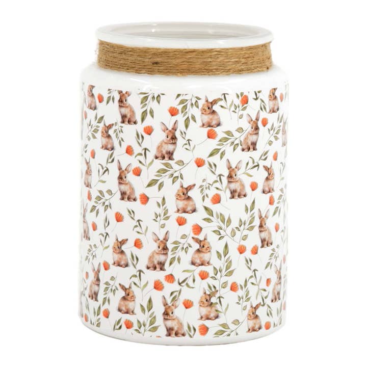 Bunnies & Flowers Glass Jar for wholesale by WT Collection