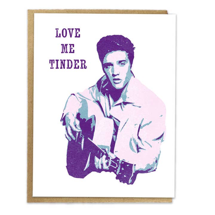 Love Me Tinder; Funny Elvis Card; Off Beat Humor; Funny Romantic Card; Elvis Lover; Love Me Tender for wholesale by A Zillion Dollars