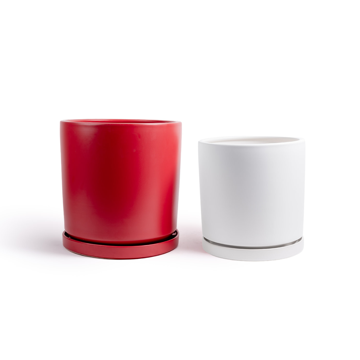 Momma Pots - Vente Pot - Pots cylindriques de 10,5 pouces (1 pièce) et 12,5 pouces (1 pièce) avec soucoupes à eau15