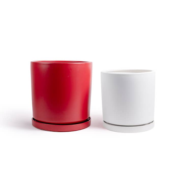 Momma Pots - Vente Pot - Pots cylindriques de 10,5 pouces (1 pièce) et 12,5 pouces (1 pièce) avec soucoupes à eau15