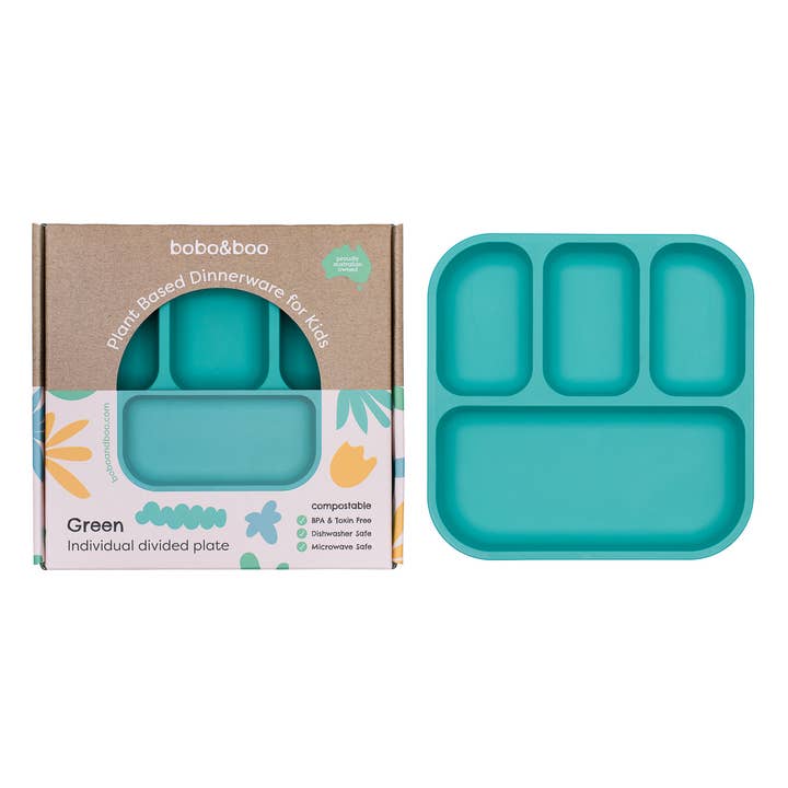 Plant-Based Bento Plate - Green (8.2x8.6 inch) for wholesale by Bobo&boo