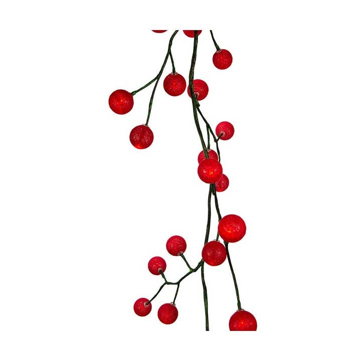 Kurt S. Adler, Inc. - Wholesale Bunting/Garland - 6'grn Grlnd W/48l Red Led+Red Balls