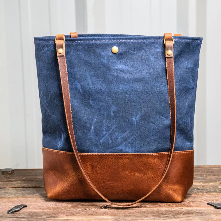 In Blue Handmade - Wholesale Tote bag – Women's - Essential Waxed Canvas and Leather Tote with Options23