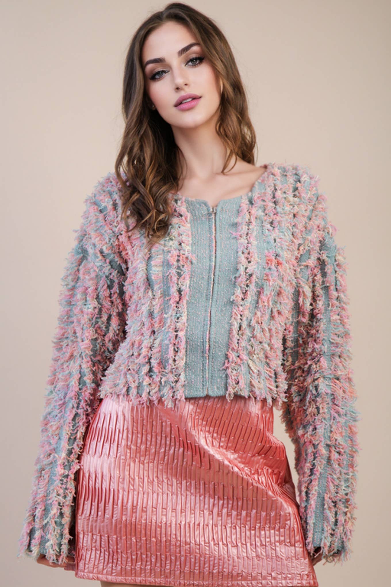 VERY J – Engroshandel Pullover - Dame – 12W3077N-Blød Shaggy Garn Striktrøje Feriejakke5