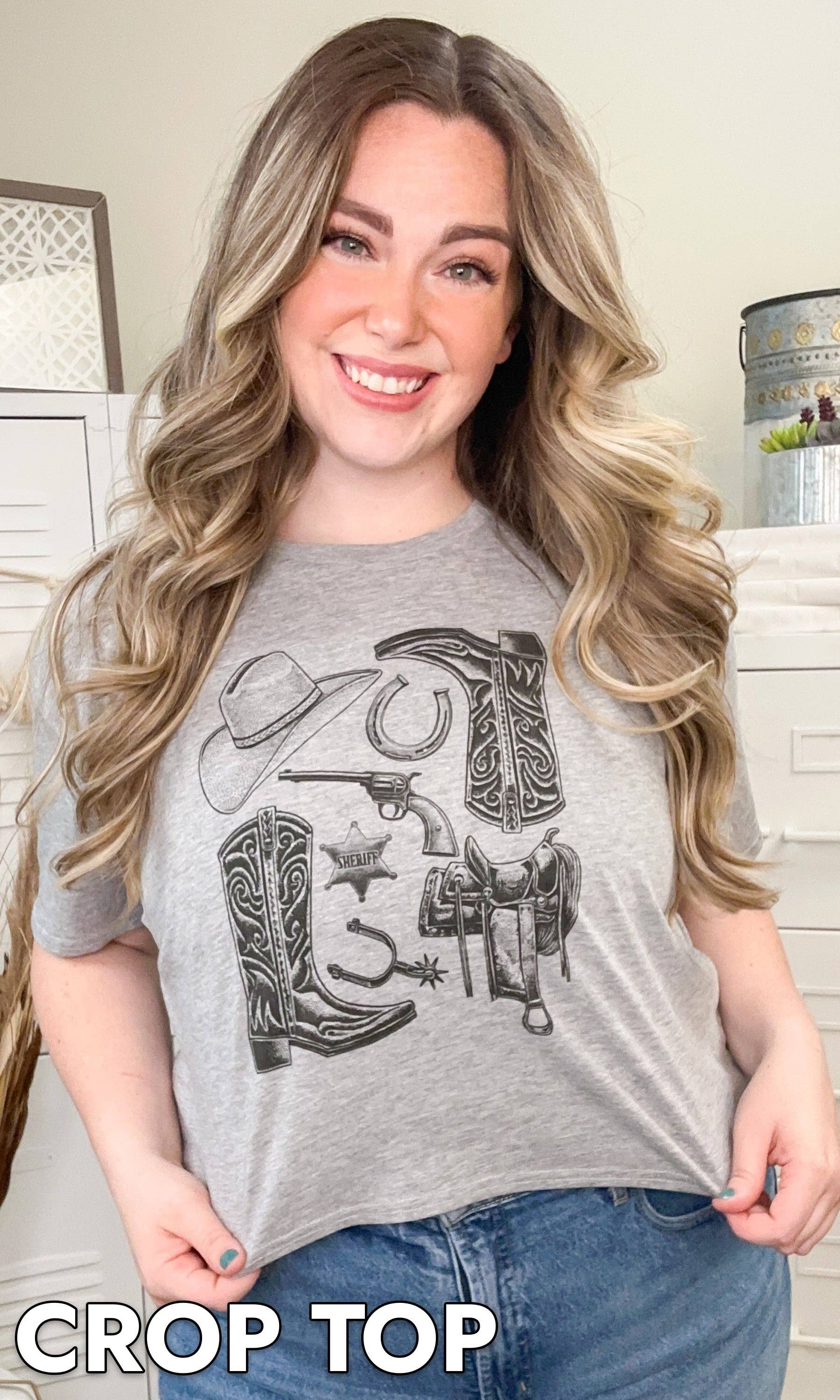 Sugar Stitch - Vente T-shirt à imprimés – unisexe - Graphique Vintage Cowboy Western1