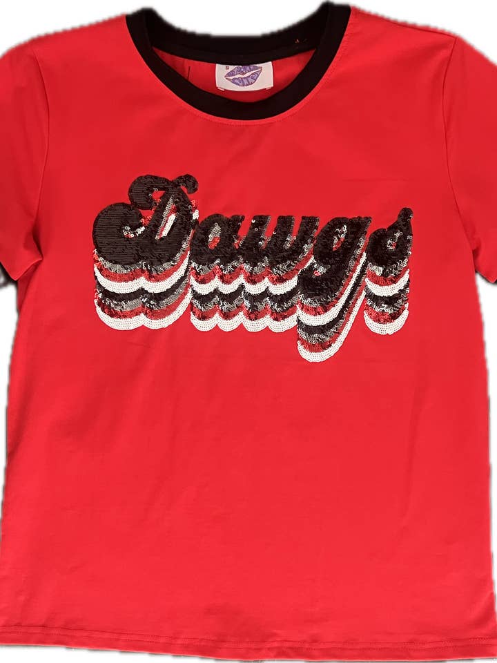 RETRO DAWGS TEE- RED for wholesale by Sparkle City