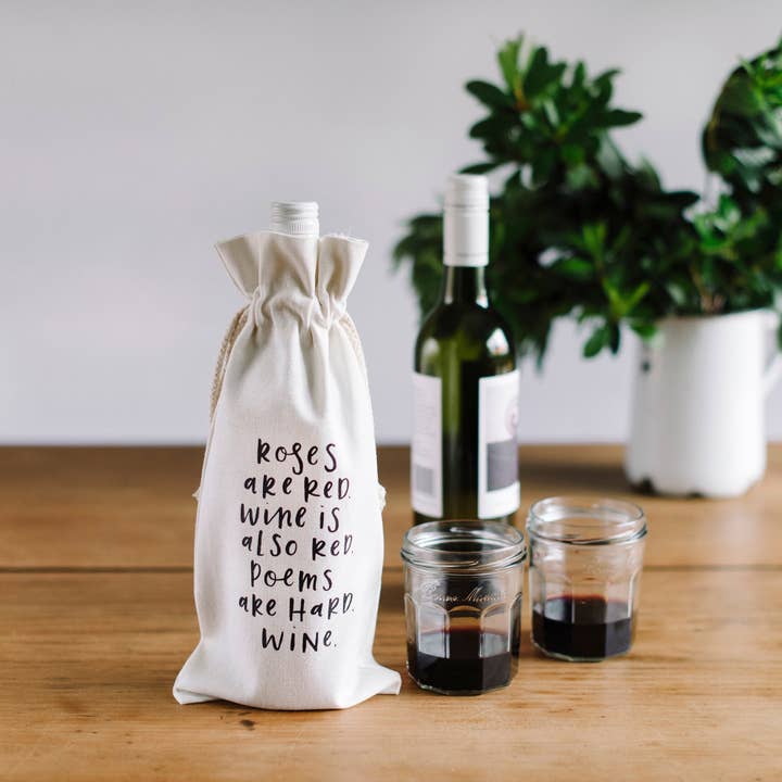 In the Daylight – Großhandel Flaschentüte – Roses Are Red Canvas Weinbeutel2