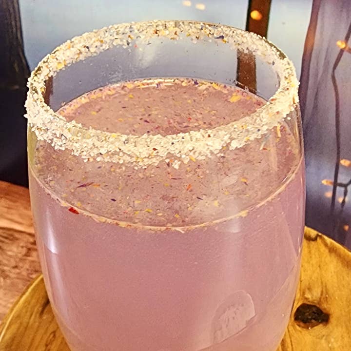 The Boozy Blonde - Wholesale Cocktail mix/syrup - Floral Cocktail Sugar Garnish3