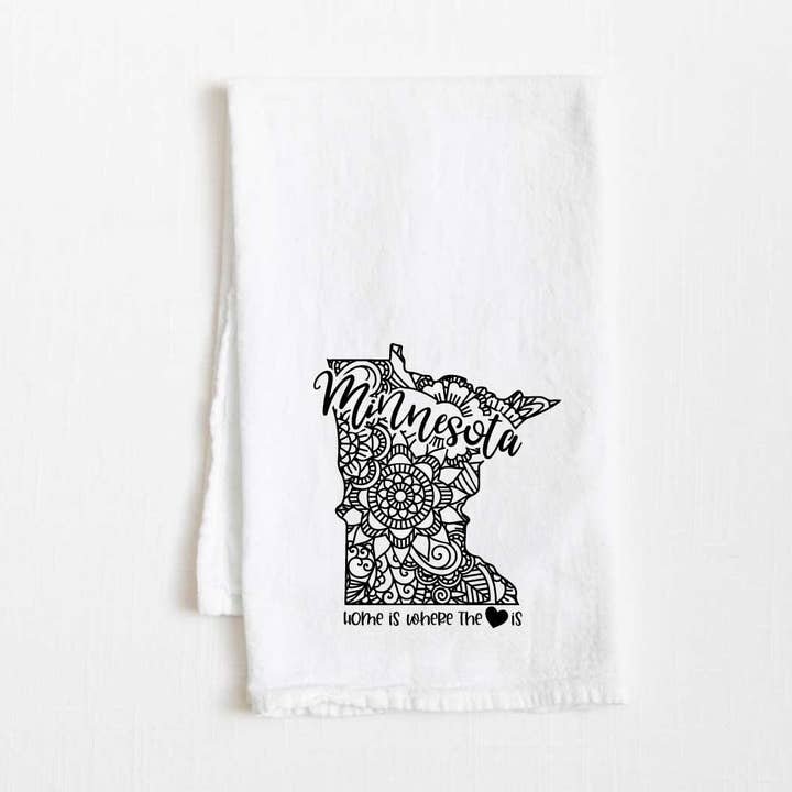Minnesota - Le foyer est là où se trouve le cœur Torchons en toile de lin - 36” x 32” pour la vente par Towel Town