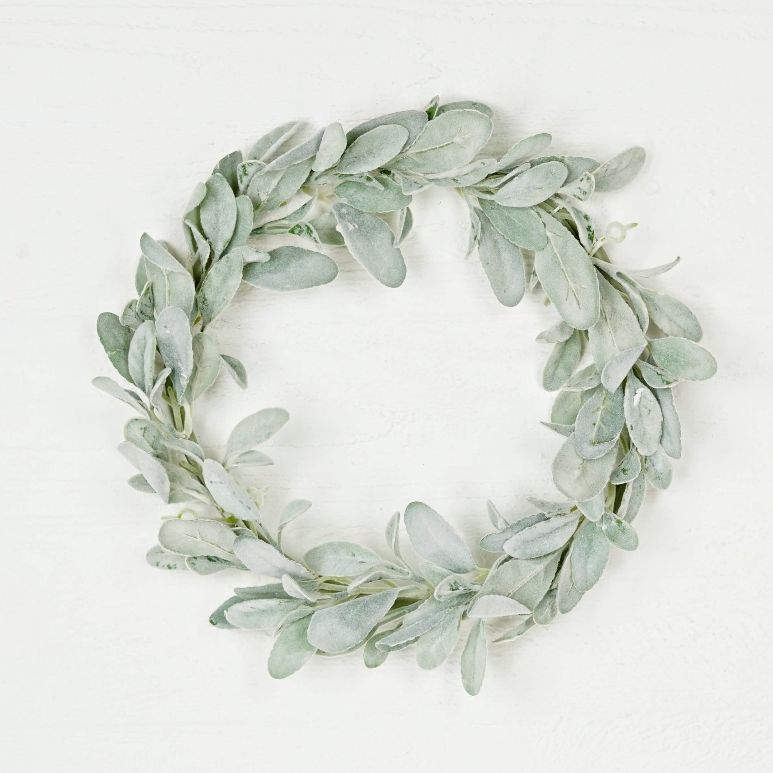 Impressive Enterprises, Inc. - Wholesale Wreath - ISB79300- 16in Flocked Lamb Ear Leaves Wreath0