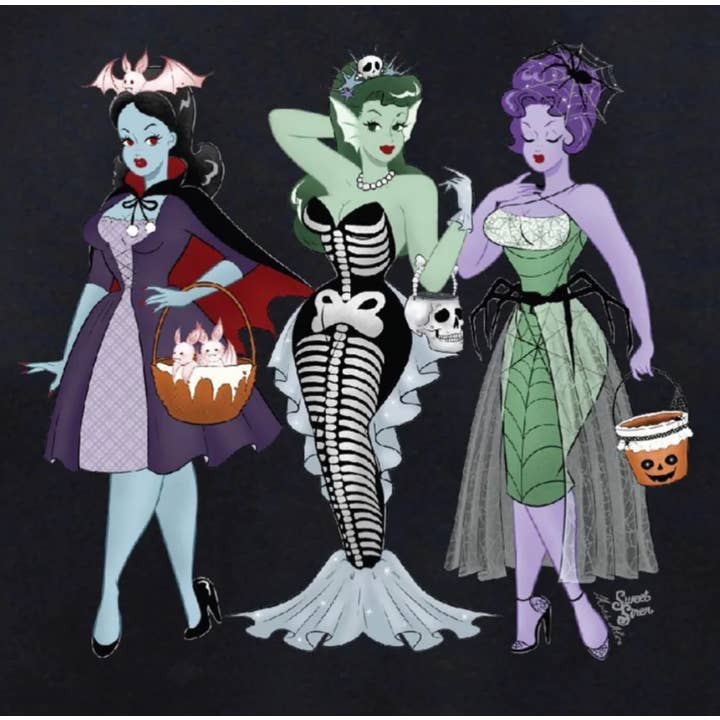 Sweet Siren Designs - Wholesale Lapel Pin/Button - Skeleton Mermaid Babe Retro Pinup Enamel Pin3