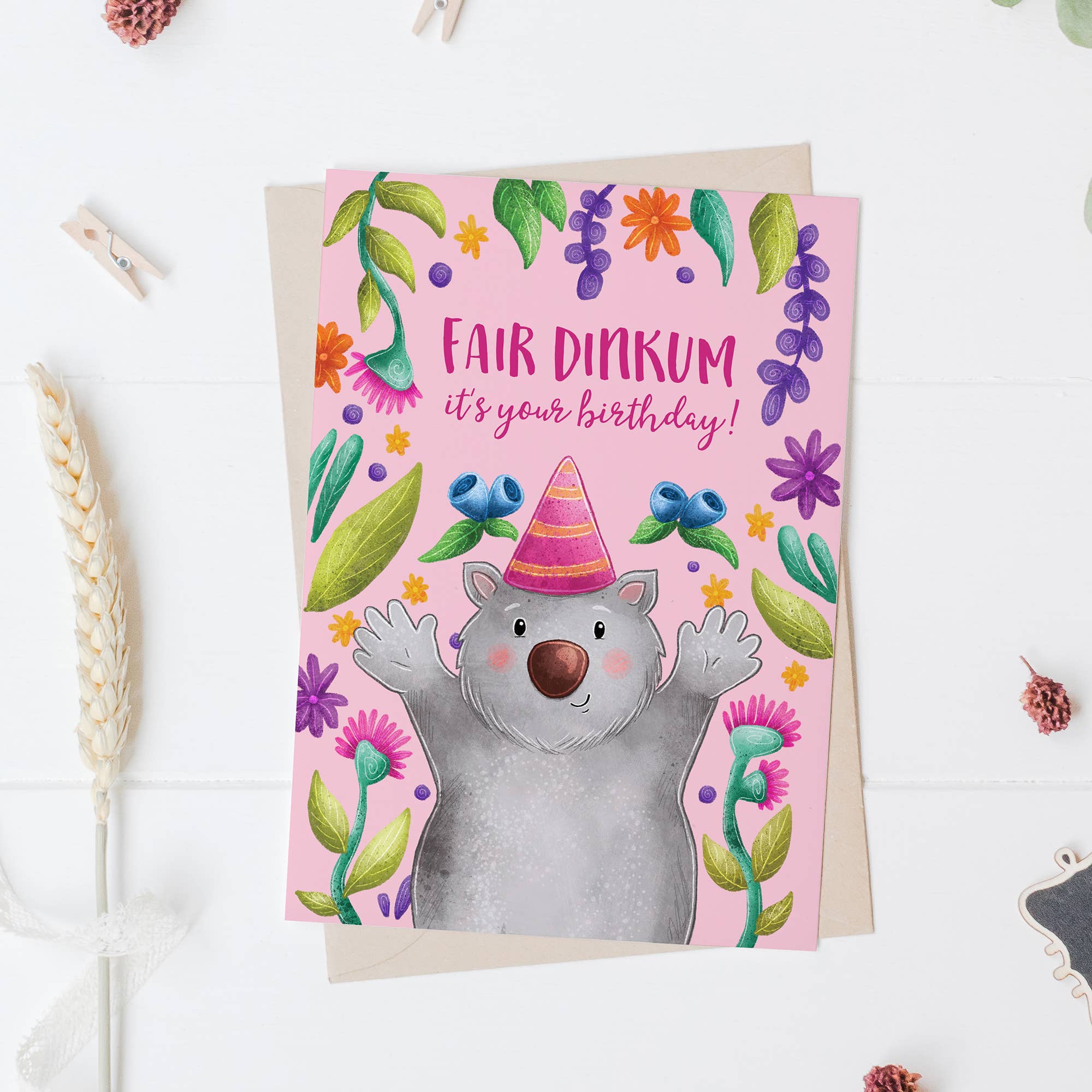 Stray Leaves – Großhandel Geburtstagskarten – Australischer Wombat-Geburtstagskarte aus recyceltem Material3