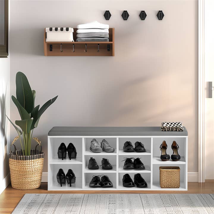 HOMYCASA DESIGN INC - Wholesale Shoe Rack - Modern Shoe Storage Bench with Cushion