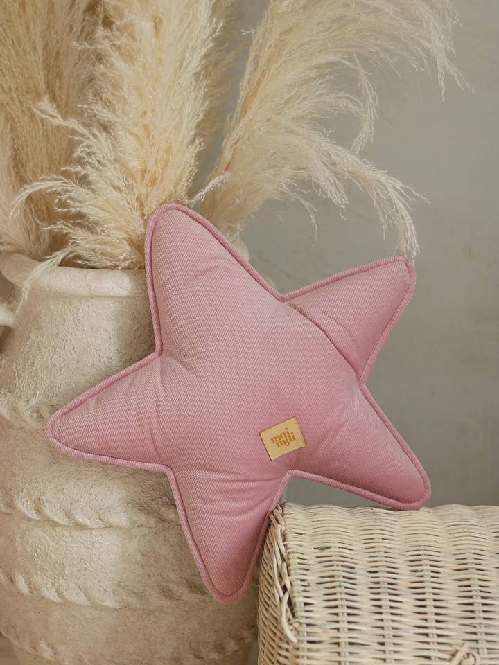 Cuscino a stella in velluto "Rosa tenue" per la vendita all'ingrosso da parte di Moi Mili