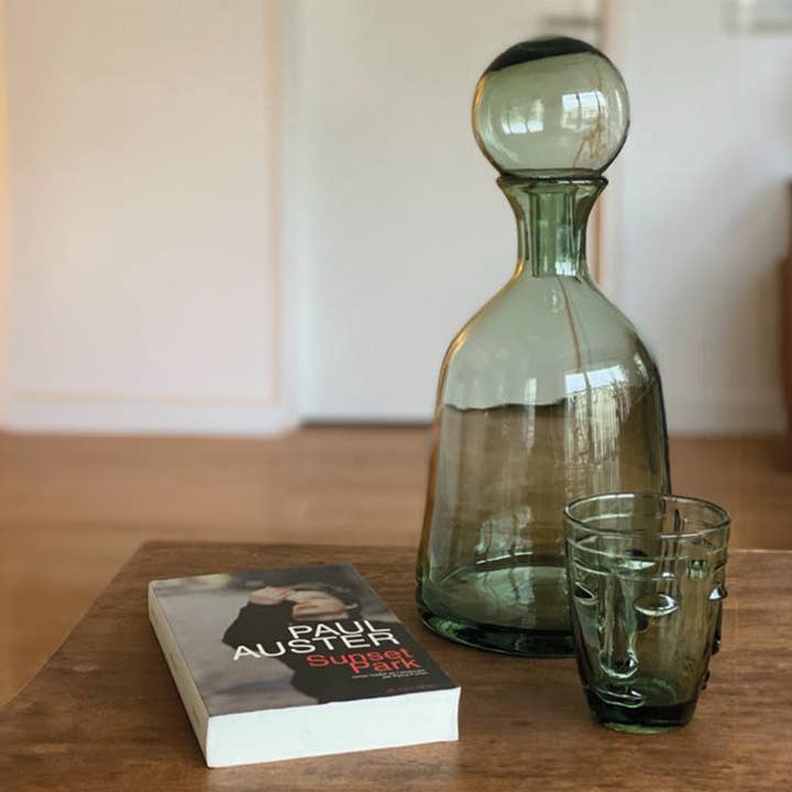 Green face tumbler glass D8 H10cm for wholesale on Faire2