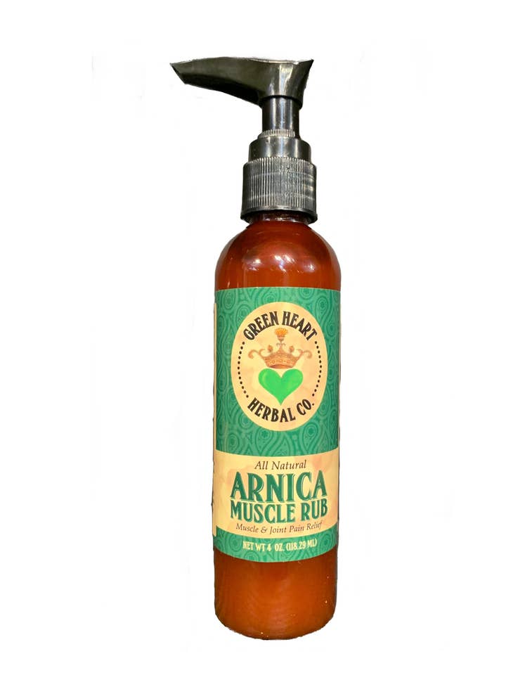 Arnica Rub- 4oz, muscle pain, Tension, and Stiffness, All Na for wholesale by Green Heart Herbal Co.