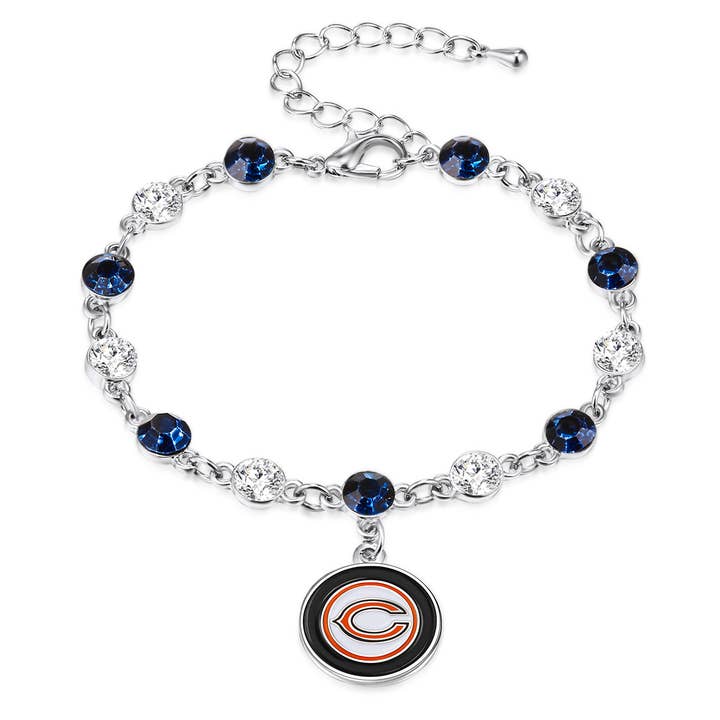NFL Chicago Bears Two Tone Crystal Bangle Bracelet for wholesale by Simran International
