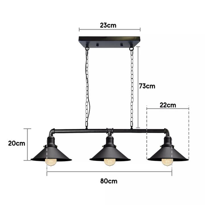 Ledsone – wholesale Chandelier/hanging light – Industrial Steampunk 3 Way Ceiling Lights Black ~9013