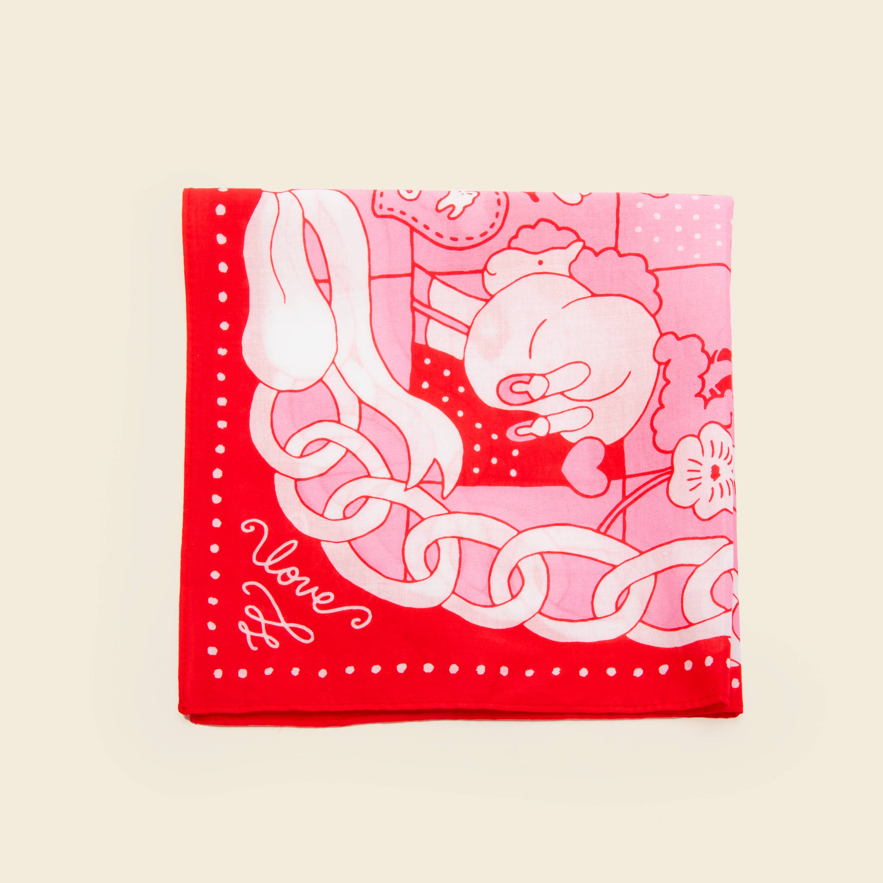 Épée Lapin Studio - Wholesale Handkerchief – Unisex - Love Ponies Hankie1