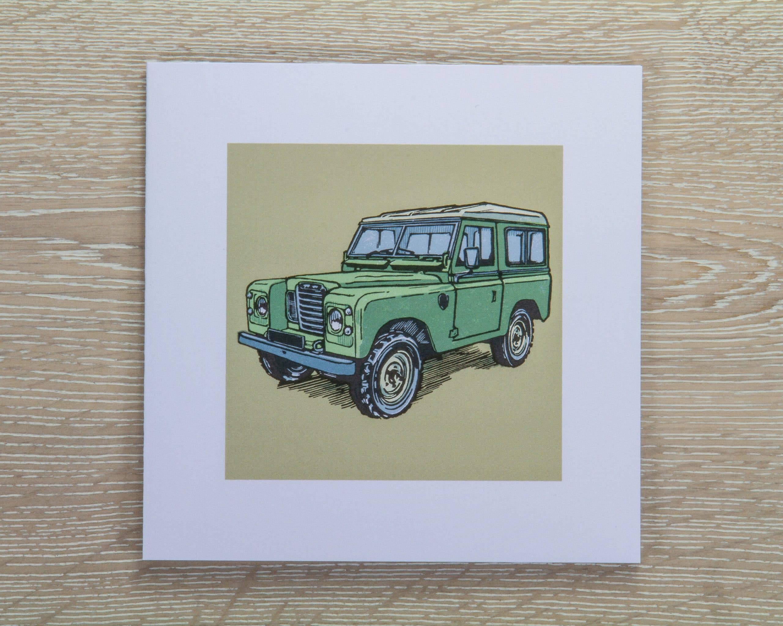 InkyCrow Art - Vente Carte de vœux classique - Carte de vœux Land Rover0