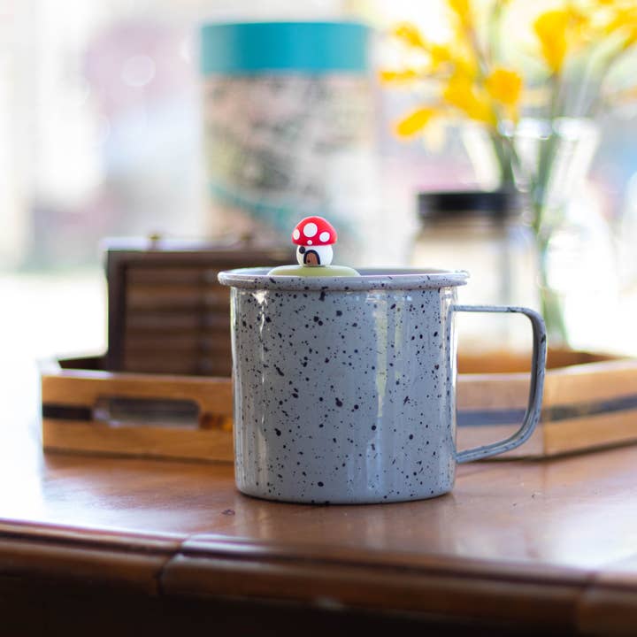 Float2infuse Tea Infuser - Wholesale Tea strainer/infuser - Mushroom Cottage | Floating Tea Steeper | Green Base | Red1