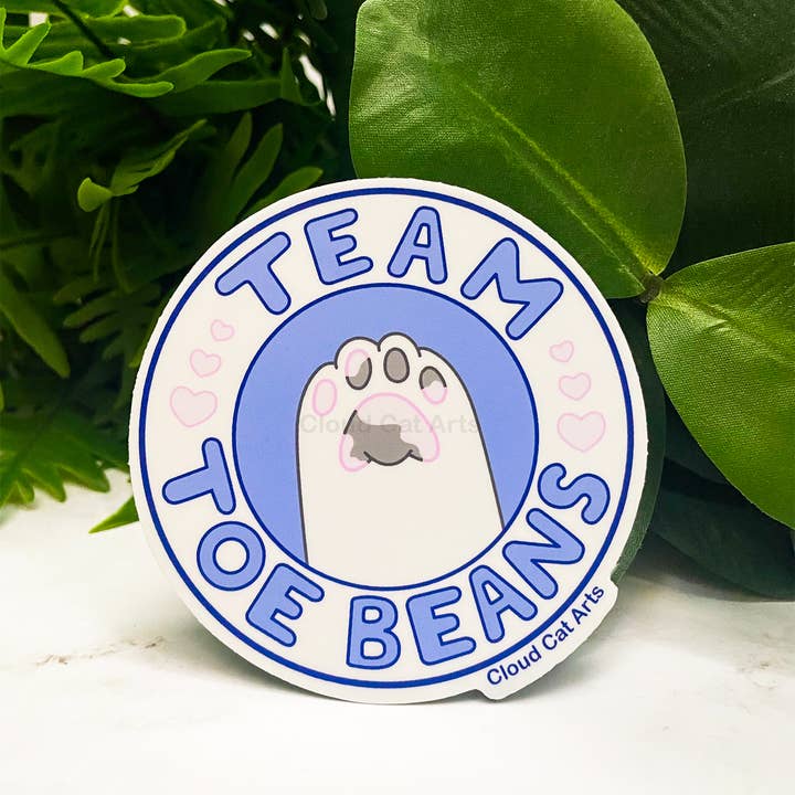 Cloud Cat Arts - Wholesale Sticker - Team Toe Beans - Cat Paw - Vinyl Sticker, weather resistant6