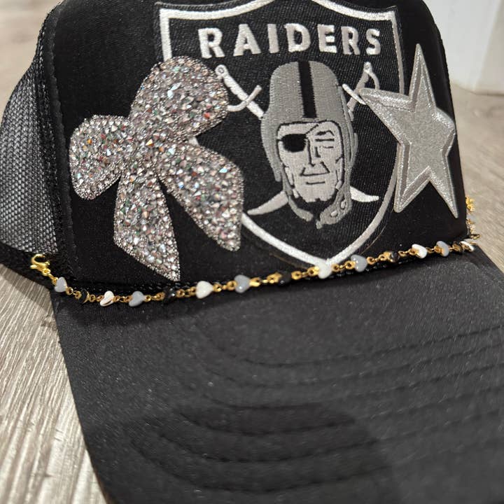 Patchwrx Customs Hat Bar - Wholesale Trucker Hat - Women's - Bling Raiders Black Trucker Hat2