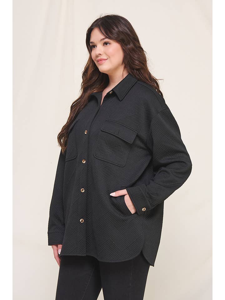 Allie Rose - Wholesale Button Down Shirt - Women's - Plus Size Jacquard Knit Shirt1