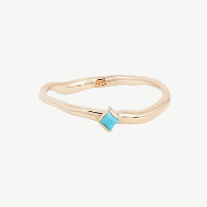 Anel de paralelepípedo único em turquesa por atacado de Studio Grun