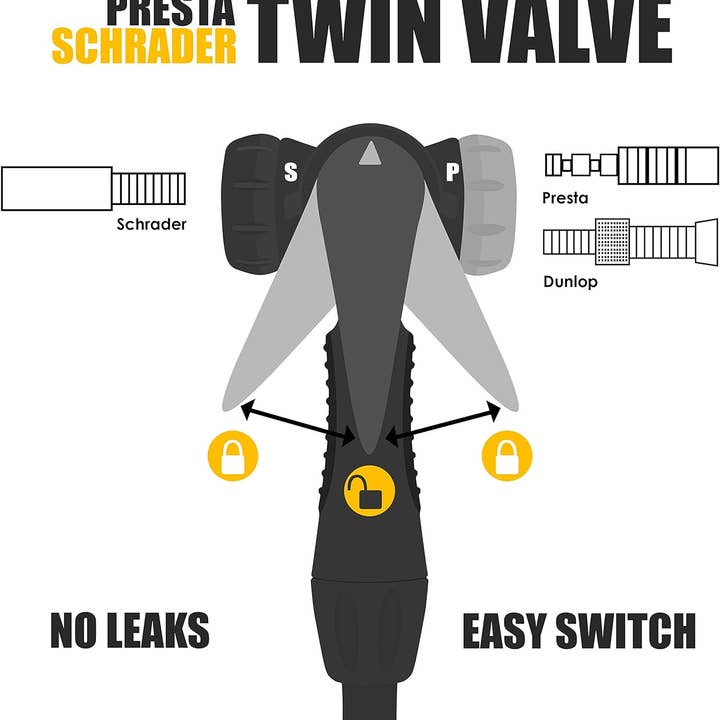 Infinite Basics - Venta al por mayor Accesorios de ciclismo - Bomba de suelo para bicicleta BV con cuerpo de acero, cabezal inteligente 17/24 pulgadas, 160 psi, válvula reversible automática Presta y Schrader5