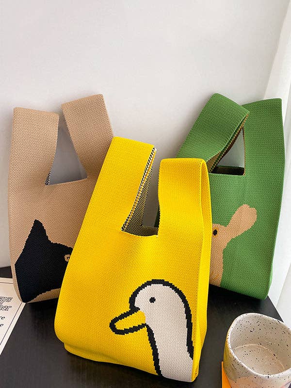 FurDecoration - Wholesale Tote Bag - Women's - Cartoon Printed Bags Accessories Woven Handbag9