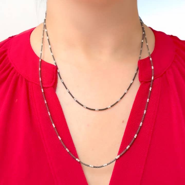 Jewels & Chains - Wholesale Link & Chain Necklace - PCT1602C. Black Rhodium Sterling Silver Popcorn Satellite Necklace5