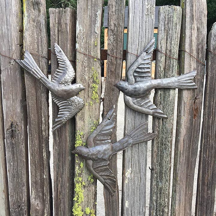 Haiti Fair Trade~ It's Cactus - Wholesale Outdoor Ornament/Decor - Large Metal Birds, $10 ea., Â Garden Art Set of 3, 11" x 12'