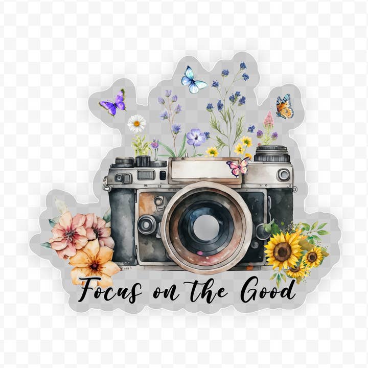 Focus On The Good Clear Vinyl, Sticker, 3x3 in. for wholesale by Savannah and James Co