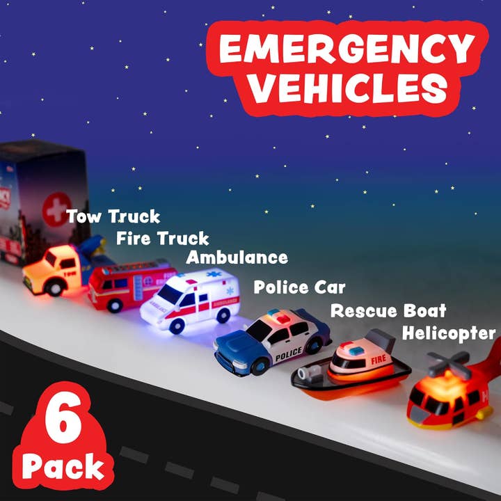 Tub Works LLC - Wholesale Bath Toy - Baby - Tub Works® Emergency™ Cars Light Up Bath Toys, 6 Pack1