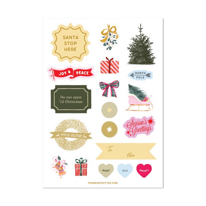 Holiday Sticker Sheet for wholesale by Frames of Butter